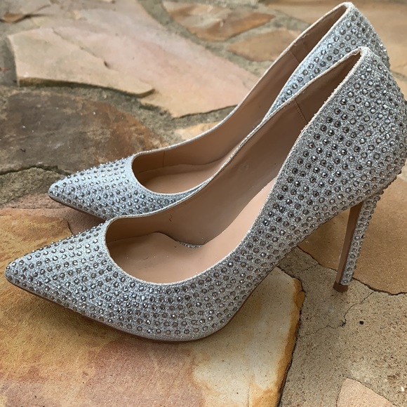 Steve Madden heels silver rhinestone style Adella size 6.5 - Picture 3 of 7